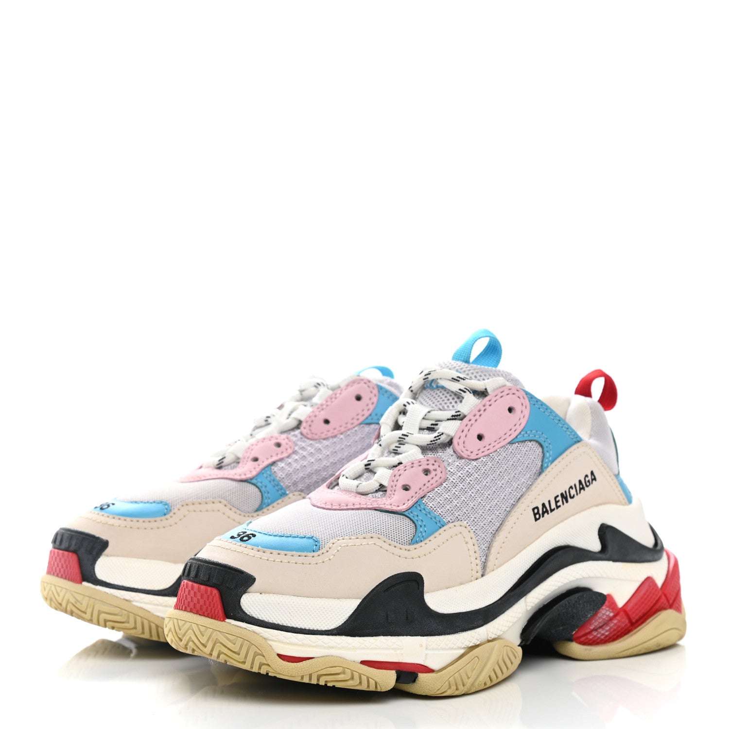 Balenciaga Fabric Mesh Womens Triple S Sneakers 36 White Blue Pink 5 of 26