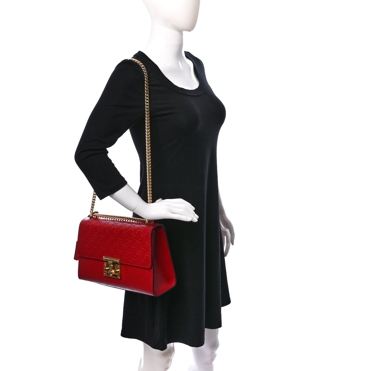 Guccissima Medium Padlock Shoulder Bag Hibiscus Red