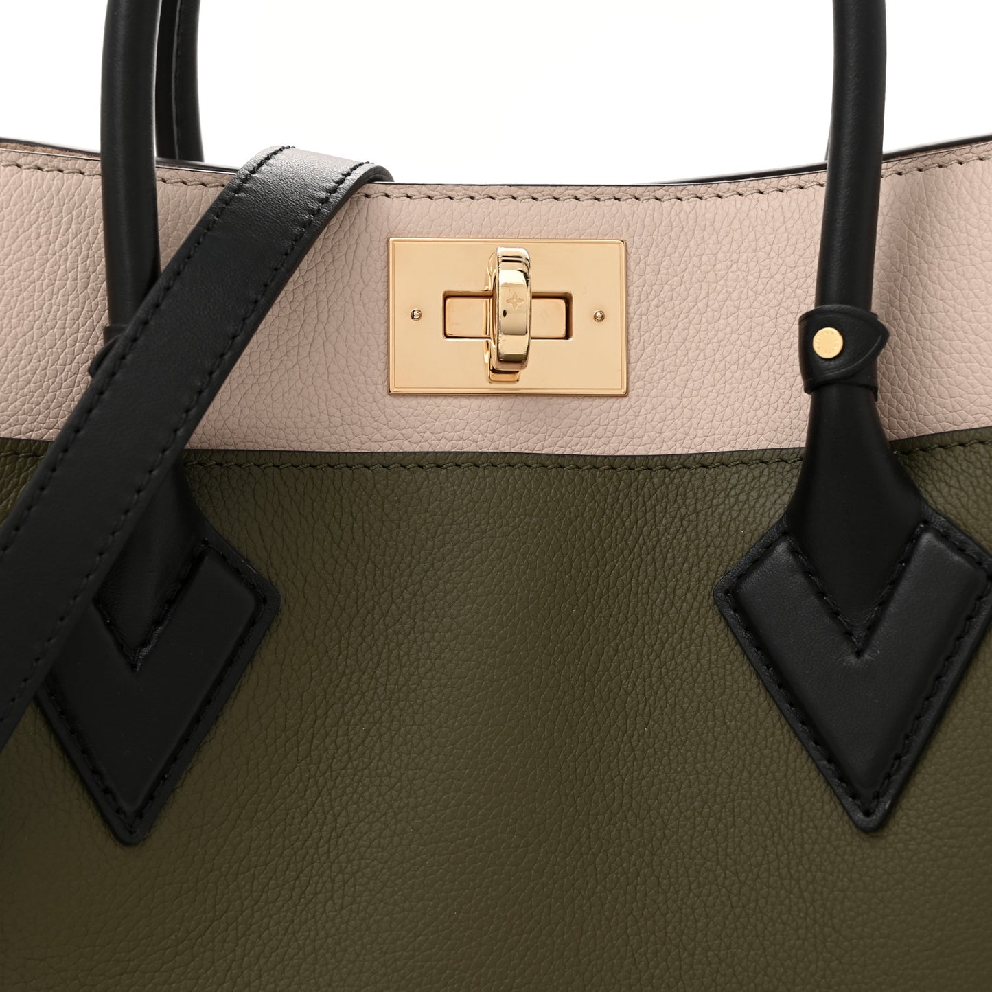 Calfskin Monogram On My Side MM Laurier Green Toffee Latte Beige