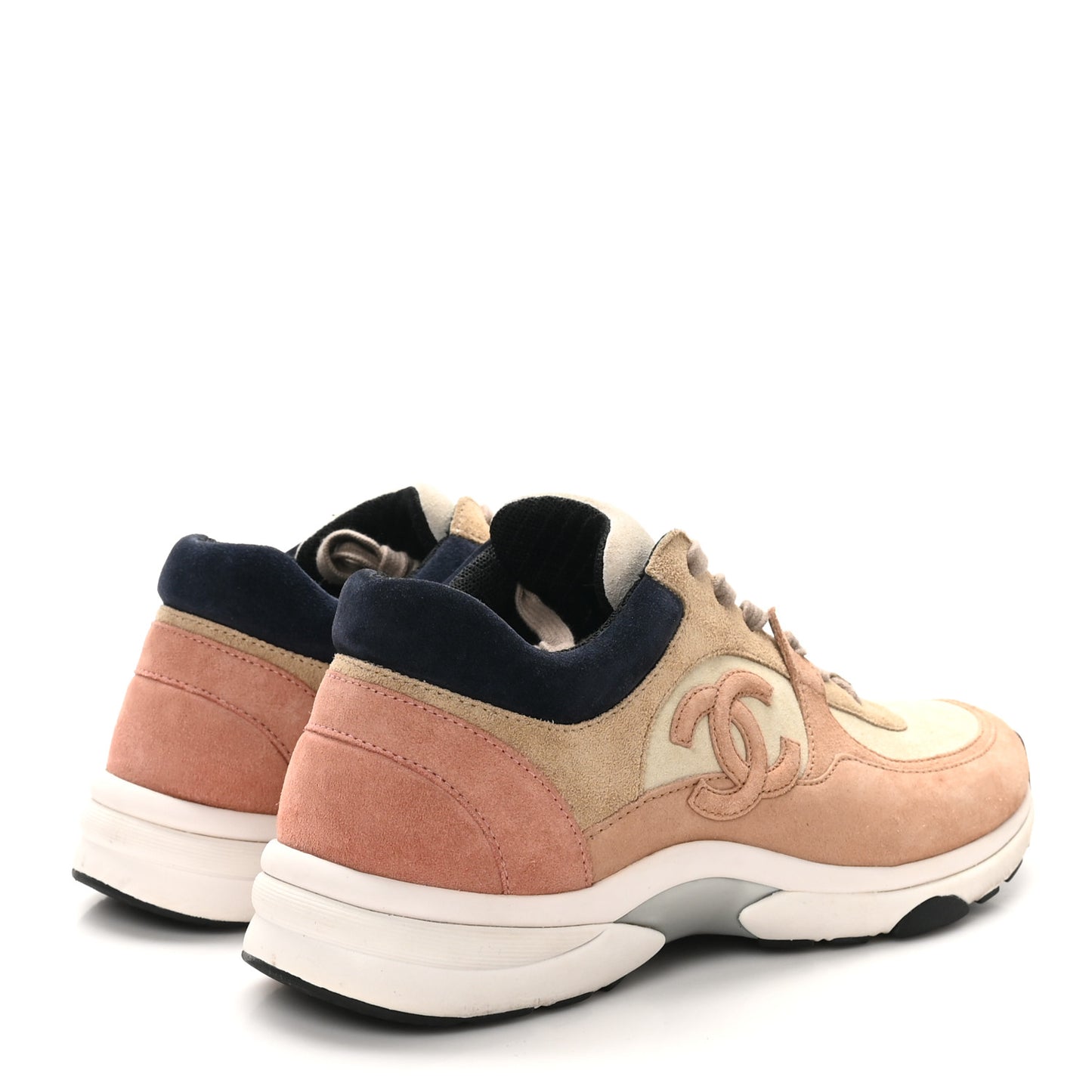 Nylon Lambskin Suede Calfskin CC Sneakers 40 Tan