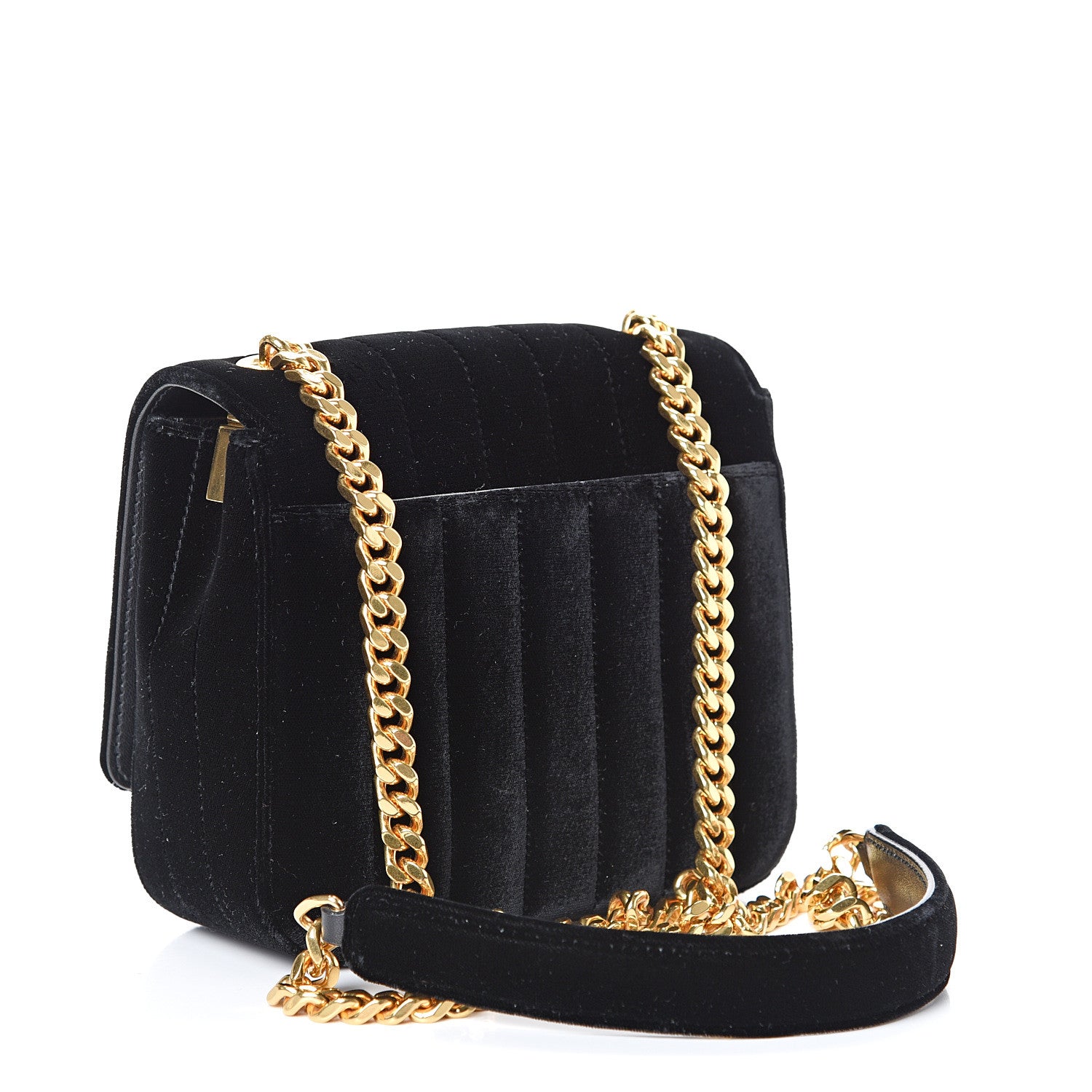 Saint Laurent Velvet Matelasse Small Vicky Chain Bag Black 2 of 11