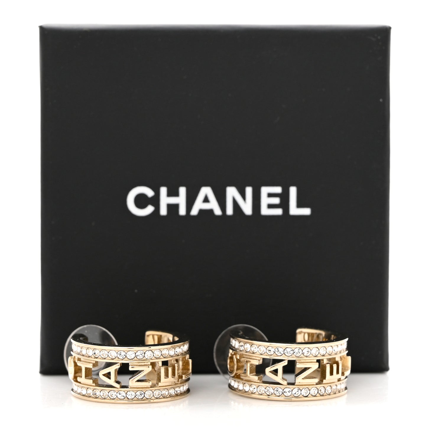 Metal Crystal Bow-tiful CC Hoop Earrings Gold