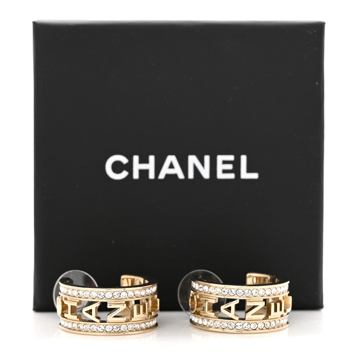 Chanel Metal Crystal Bow-tiful CC Hoop Earrings Gold 5 of 5