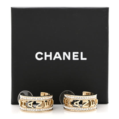 Chanel Metal Crystal Bow-tiful CC Hoop Earrings Gold 5 of 5
