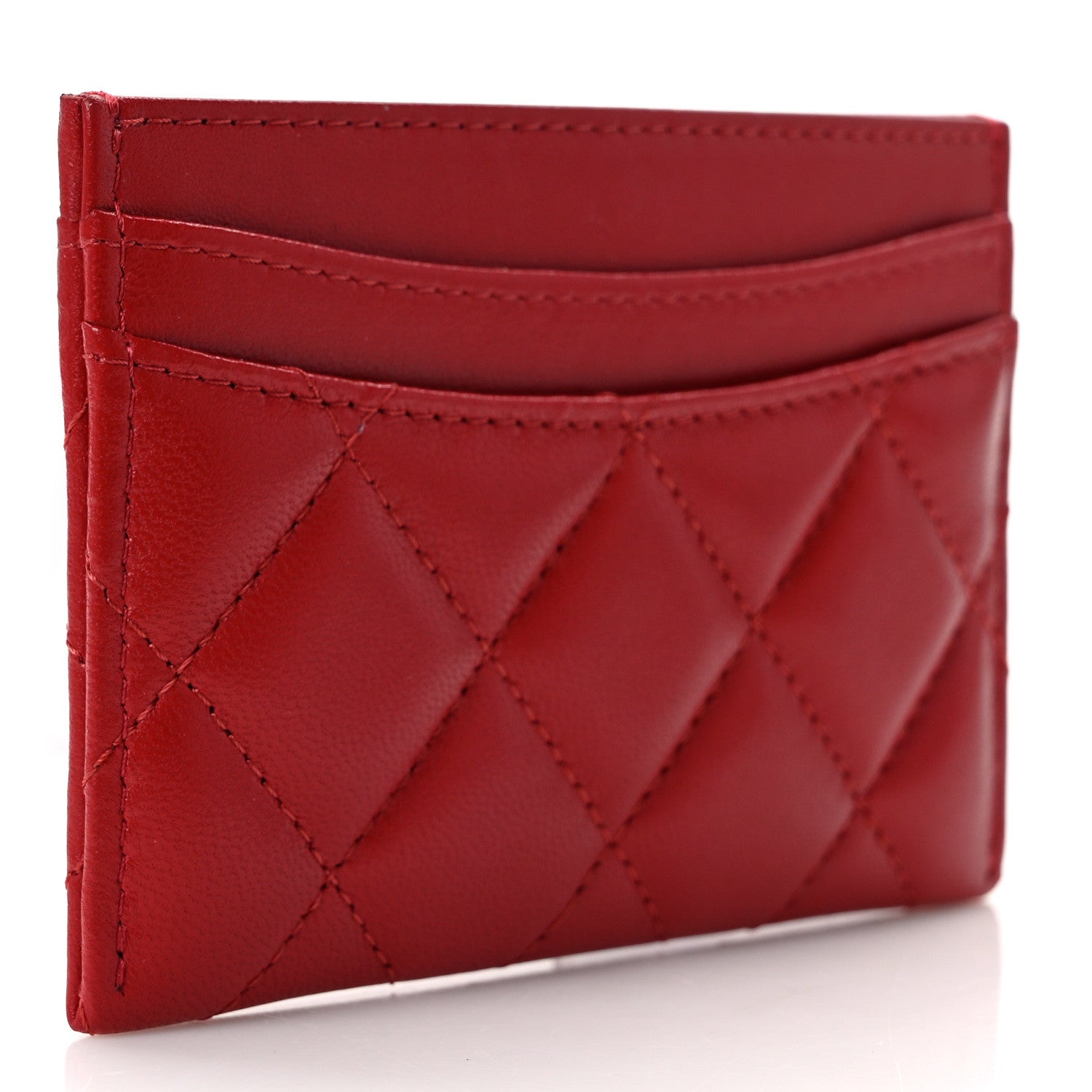 Chanel Lambskin Quilted Card Holder Red 3 of 9