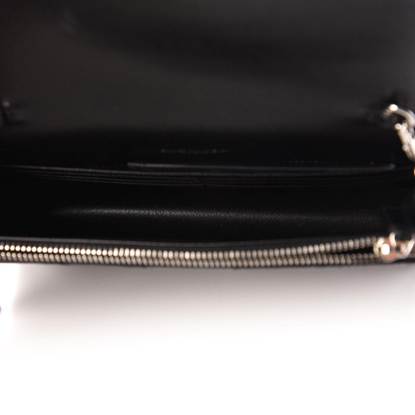 Grain De Poudre Matelasse Chevron Monogram Envelope Chain Wallet Black