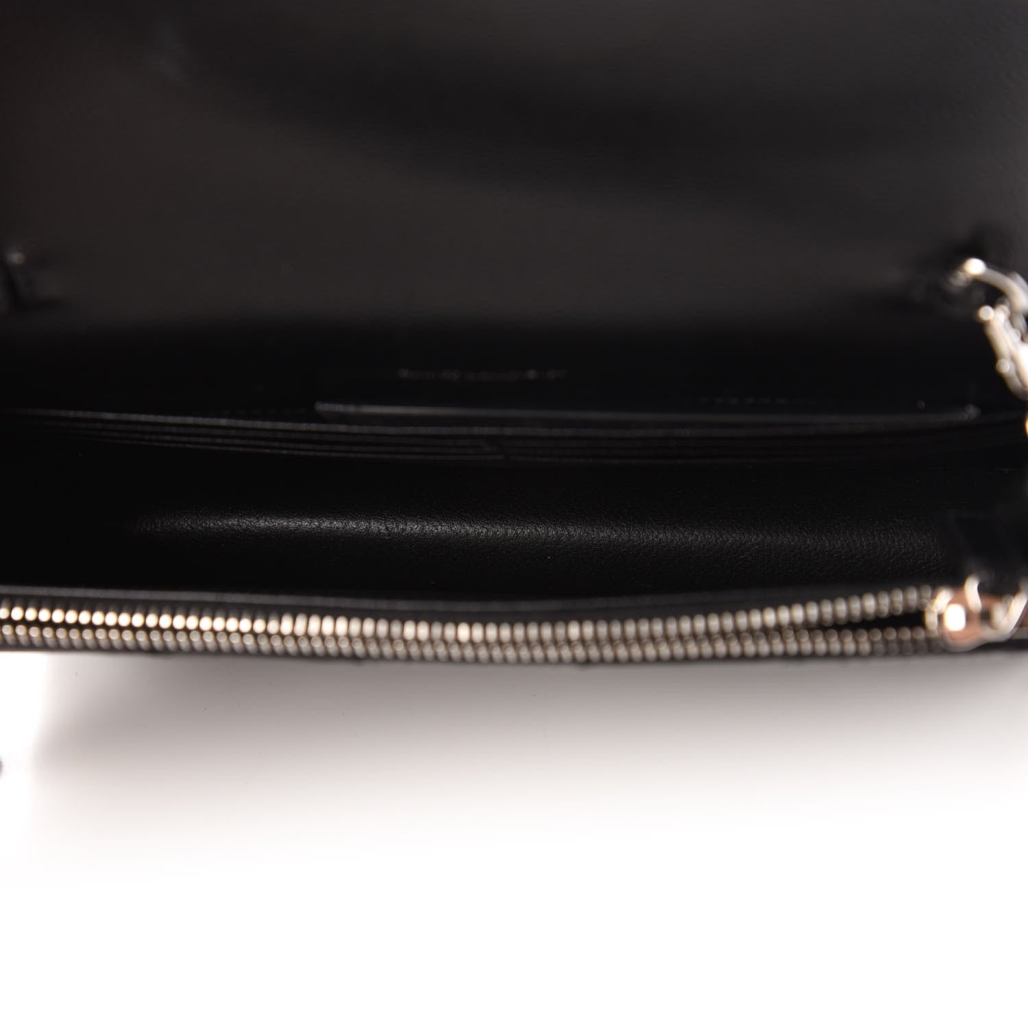 Saint Laurent Grain De Poudre Matelasse Chevron Monogram Envelope Chain Wallet Black 5 of 10