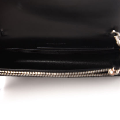 Saint Laurent Grain De Poudre Matelasse Chevron Monogram Envelope Chain Wallet Black 5 of 10