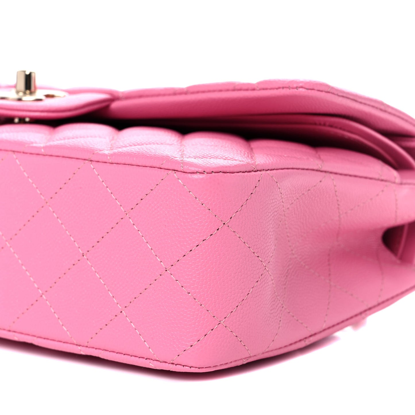 Caviar Quilted Medium Double Flap Pink