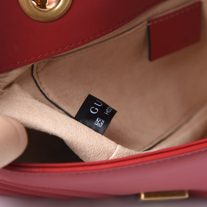 Gucci Calfskin Matelasse Mini GG Marmont Shoulder Bag Hibiscus Red 9 of 10