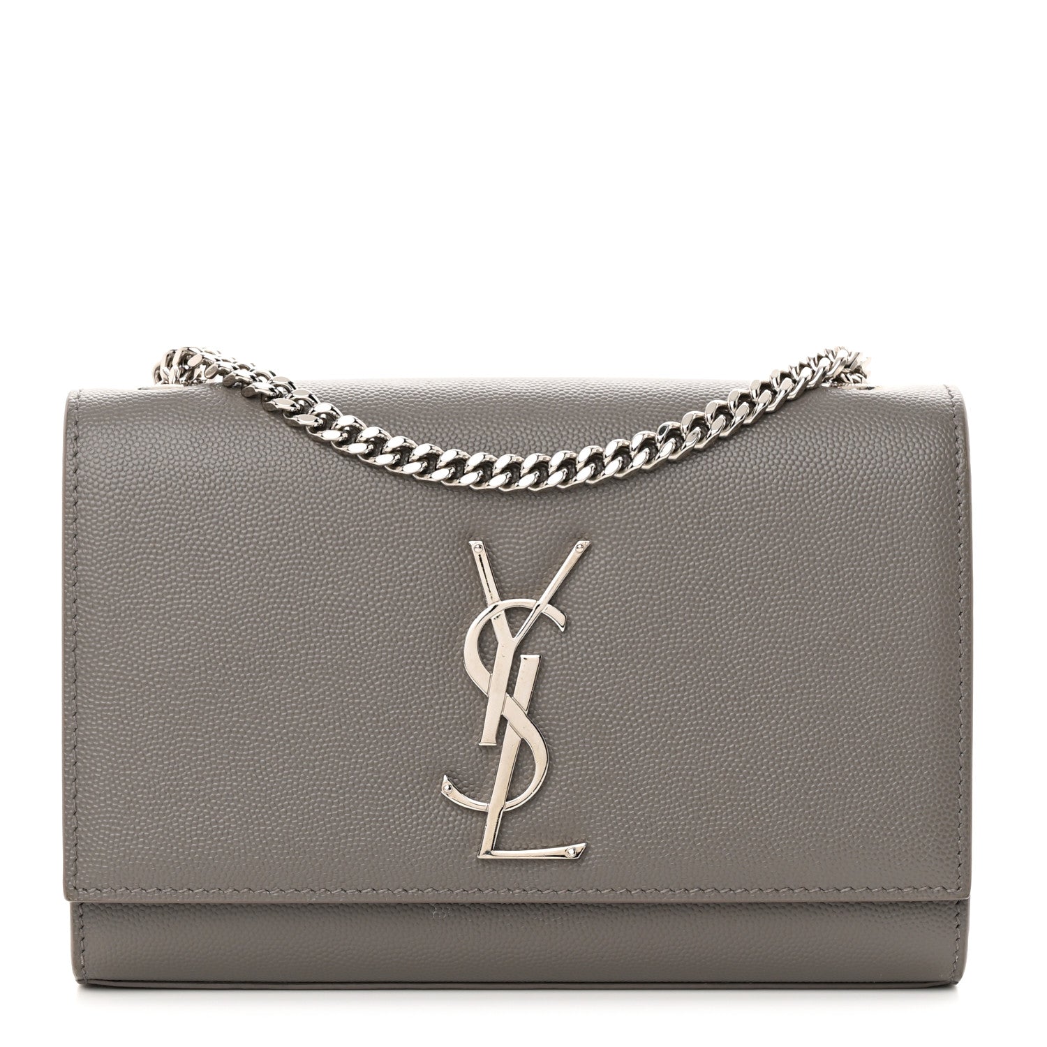 Saint Laurent Grain De Poudre Classic Monogram Kate Satchel Grey 1 of 13