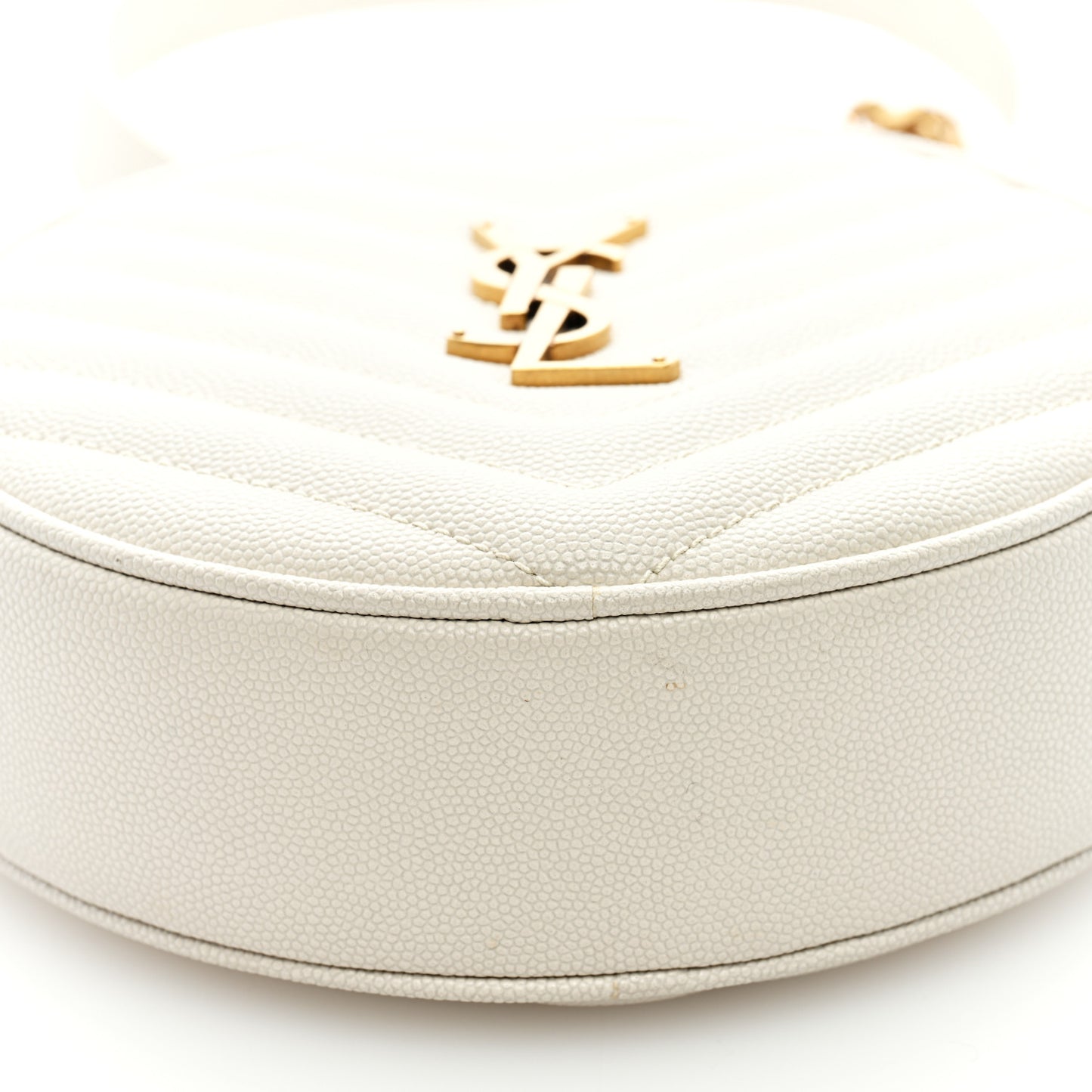 Grain De Poudre Matelasse Chevron Quilted Round Vinyle Camera Bag White