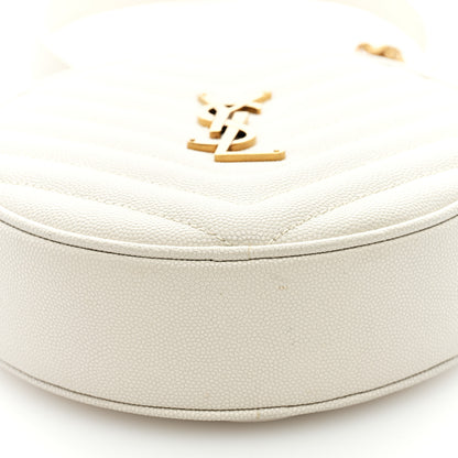 Saint Laurent Grain De Poudre Matelasse Chevron Quilted Round Vinyle Camera Bag White 7 of 7