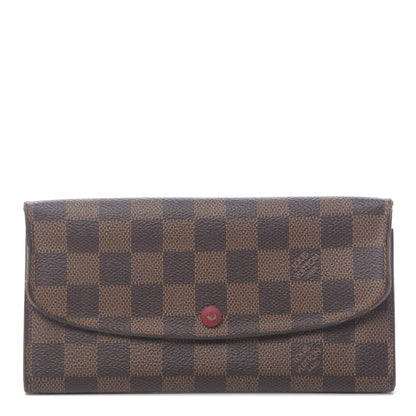 Louis Vuitton Damier Ebene Emilie Wallet Red 1 of 11