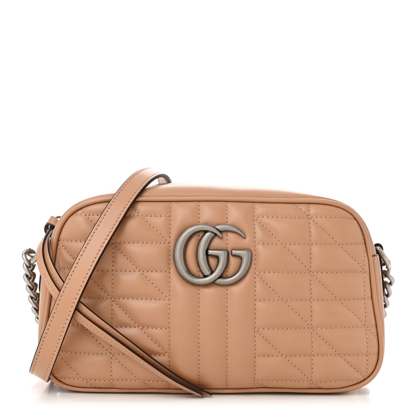 Calfskin Matelasse Aria Small GG Marmont Chain Shoulder Bag Camelia