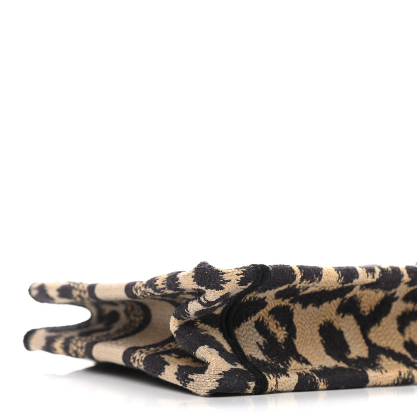 Canvas Mizza Embroidered Mini Leopard Book Tote Beige