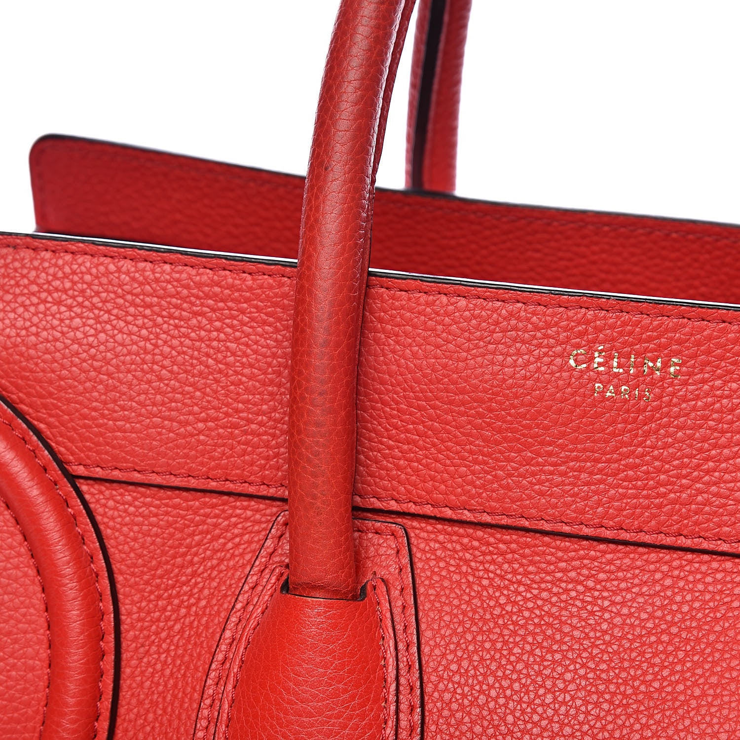 Celine Drummed Calfskin Mini Luggage Red 18 of 21