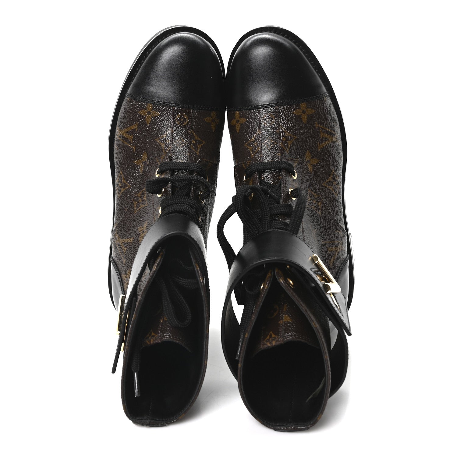 Louis Vuitton Calfskin Monogram Wonderland Flat Ranger Boots 38.5 Black 2 of 8