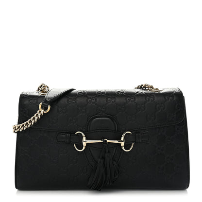 Gucci Guccissima Medium Emily Chain Shoulder Bag Black 1 of 15