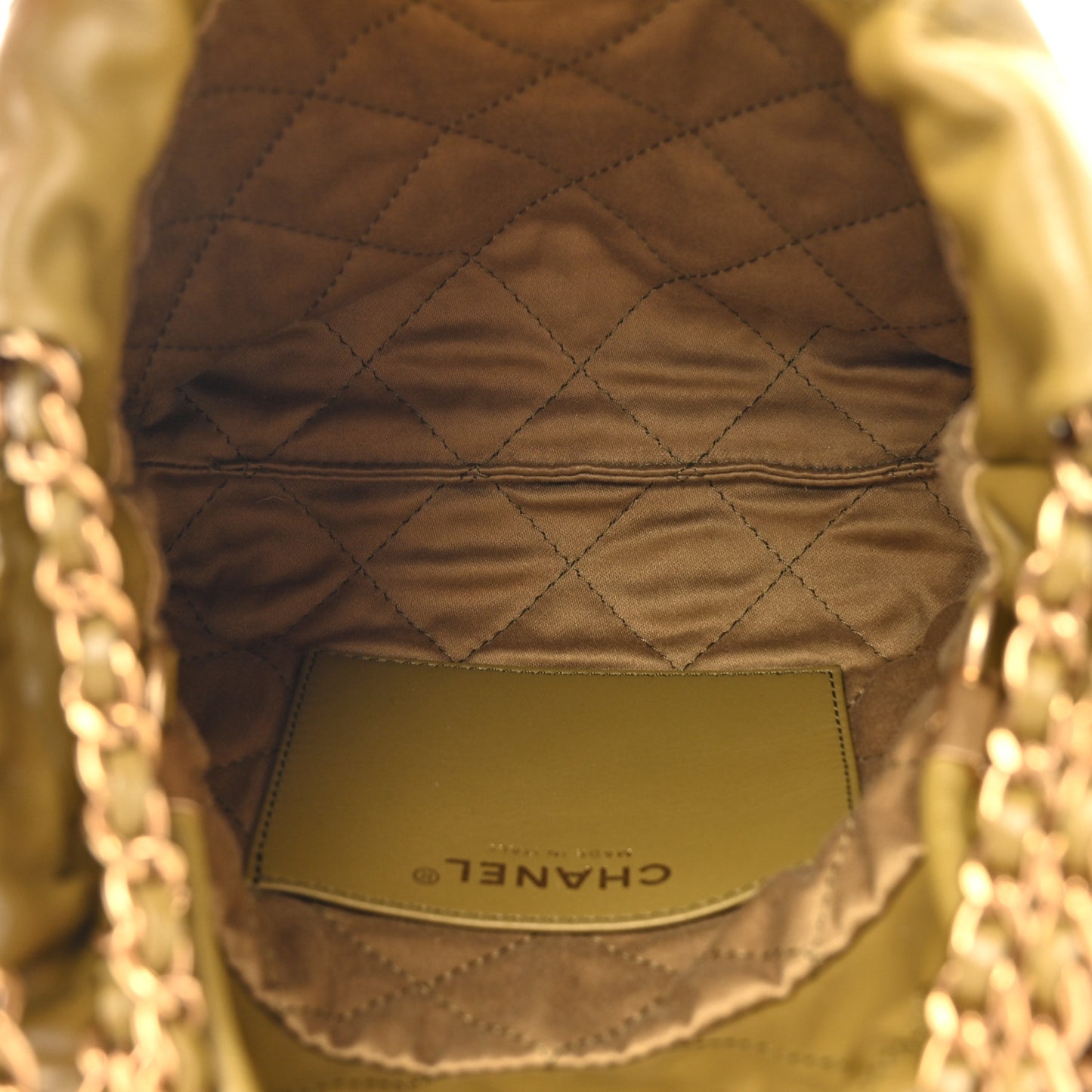 Shiny Calfskin Quilted Mini Chanel 22 Green