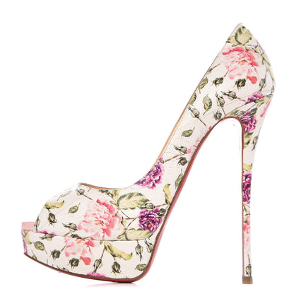 Christian Louboutin Watersnake Fiori Fetish Peep 150 Pumps 38.5 Latte Pompadour 1 of 8