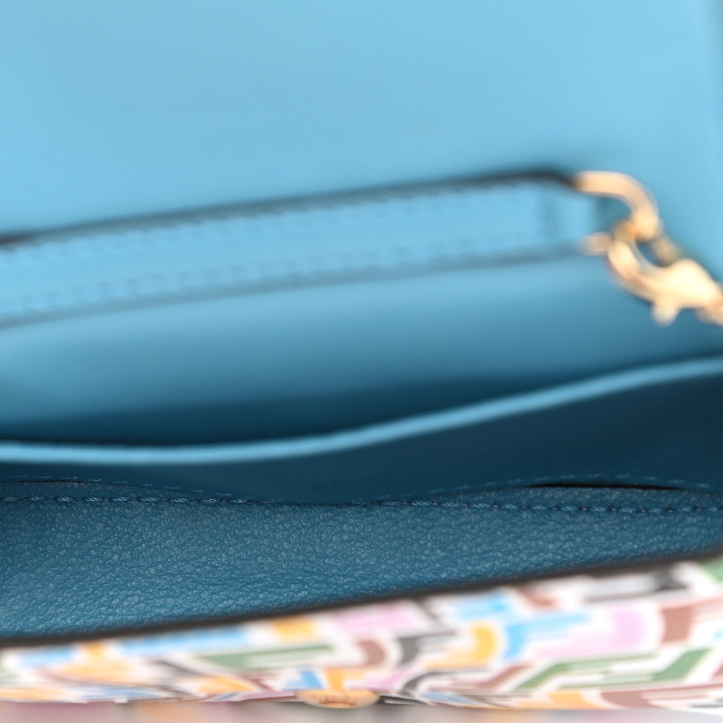 X SARAH COLEMAN Vitello Liberty Ceylon Micro FF Fish Eye Embossed Nano Baguette Charm Multicolor Cyber Blue