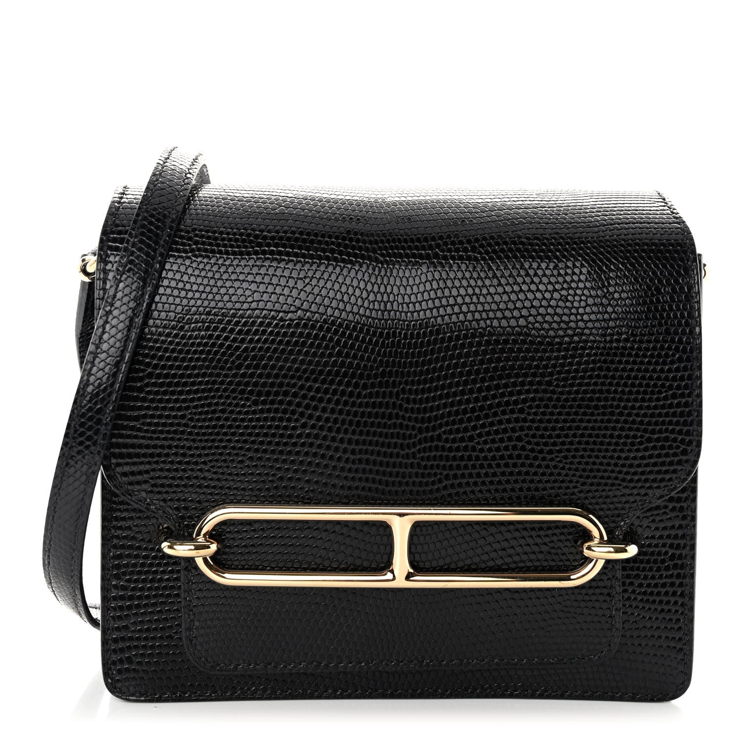 Hermes Lizard Mini Sac Roulis Black 1 of 10