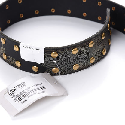 Gucci Calfskin Studded Marmont Belt 100 40 Black Gold 5 of 8
