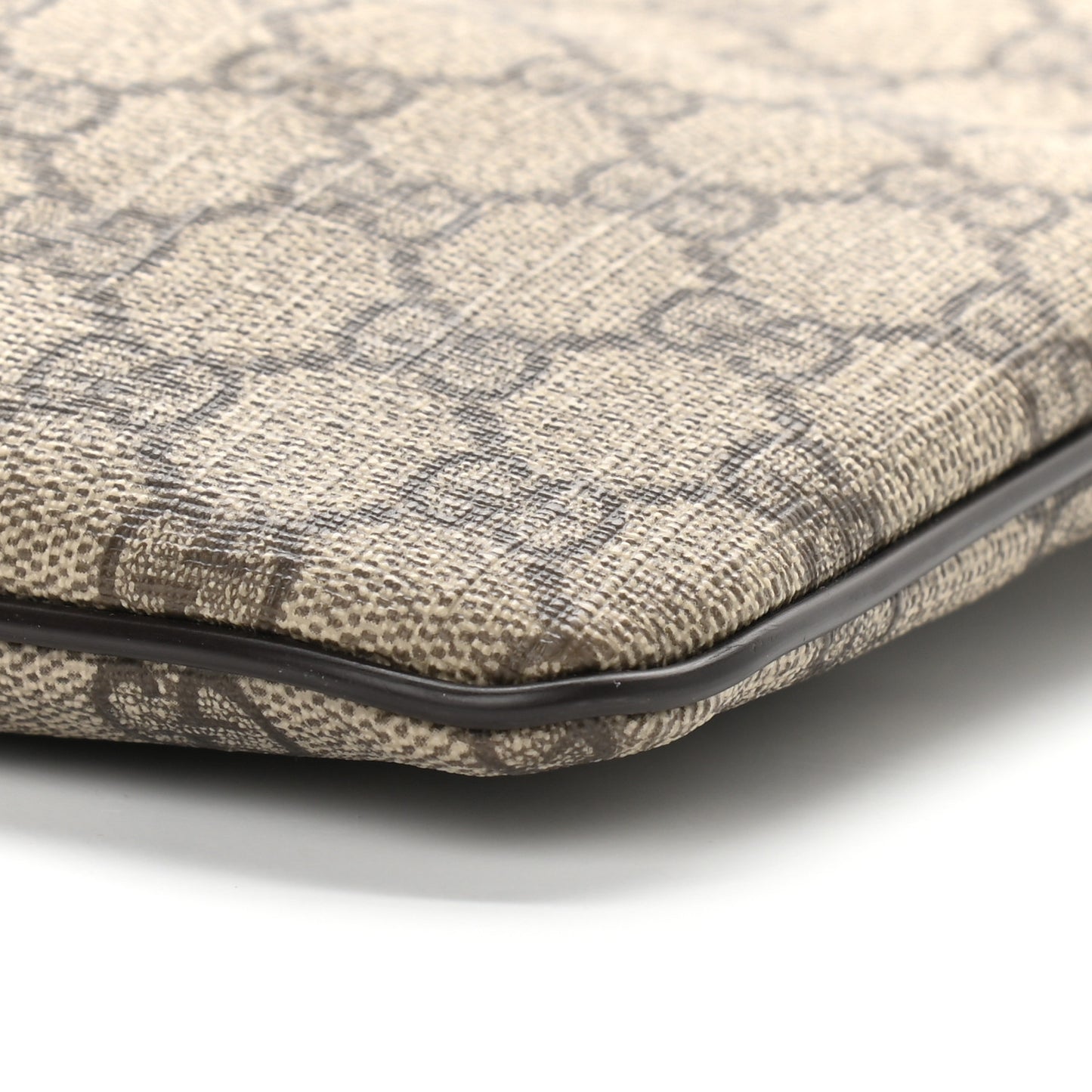 GG Supreme Monogram Selleria Calfskin Small Flat Side Zip Messenger Bag Beige Ebony Cocoa Dark Chocolate