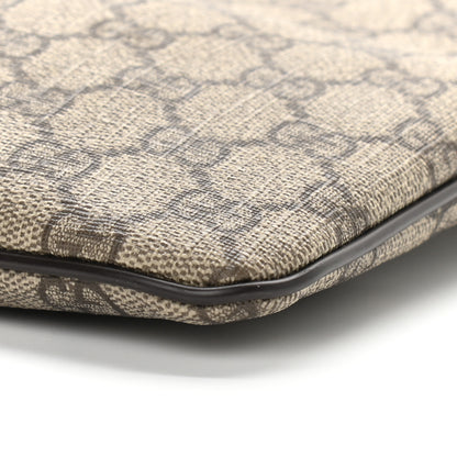 Gucci GG Supreme Monogram Selleria Calfskin Small Flat Side Zip Messenger Bag Beige Ebony Cocoa Dark Chocolate 8 of 9