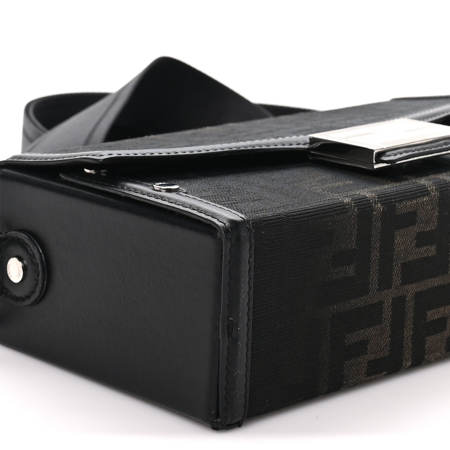 Fendi Recycled Fabric Jacquard Vitello King FF 1974 Baguette Soft Trunk Phone Pouch Brown 8 of 9