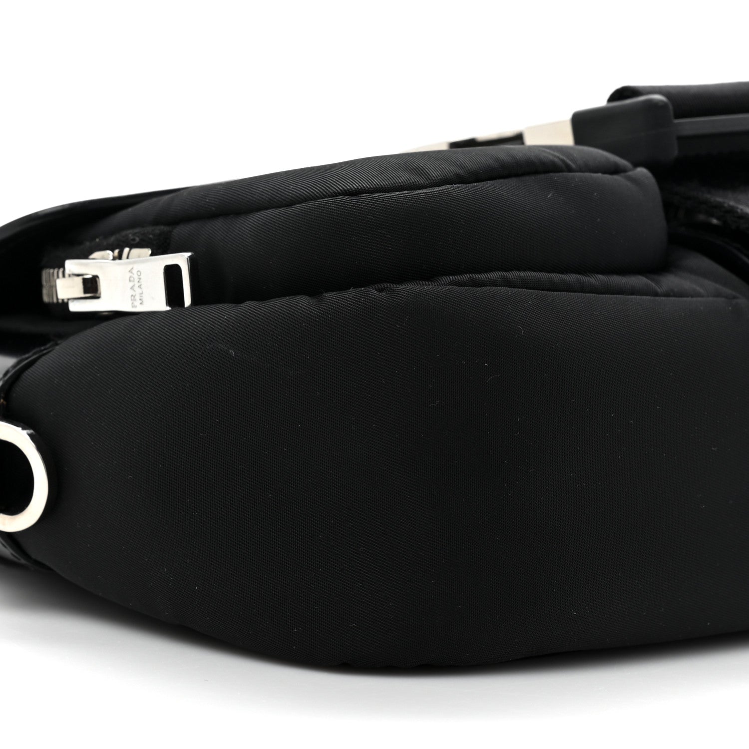 Prada Re-Nylon Spazzolato Double Pocket Buckle Shoulder Bag Black 7 of 7