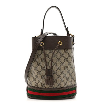 Gucci GG Supreme Monogram Web Small Ophidia Bucket Bag Brown 1 of 10