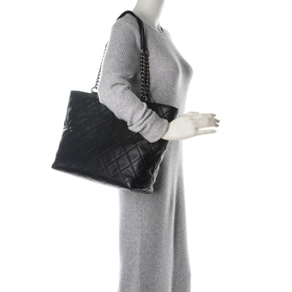 Chanel Calfskin Quilted Large Shopping In Chains Tote Black 2 of 7