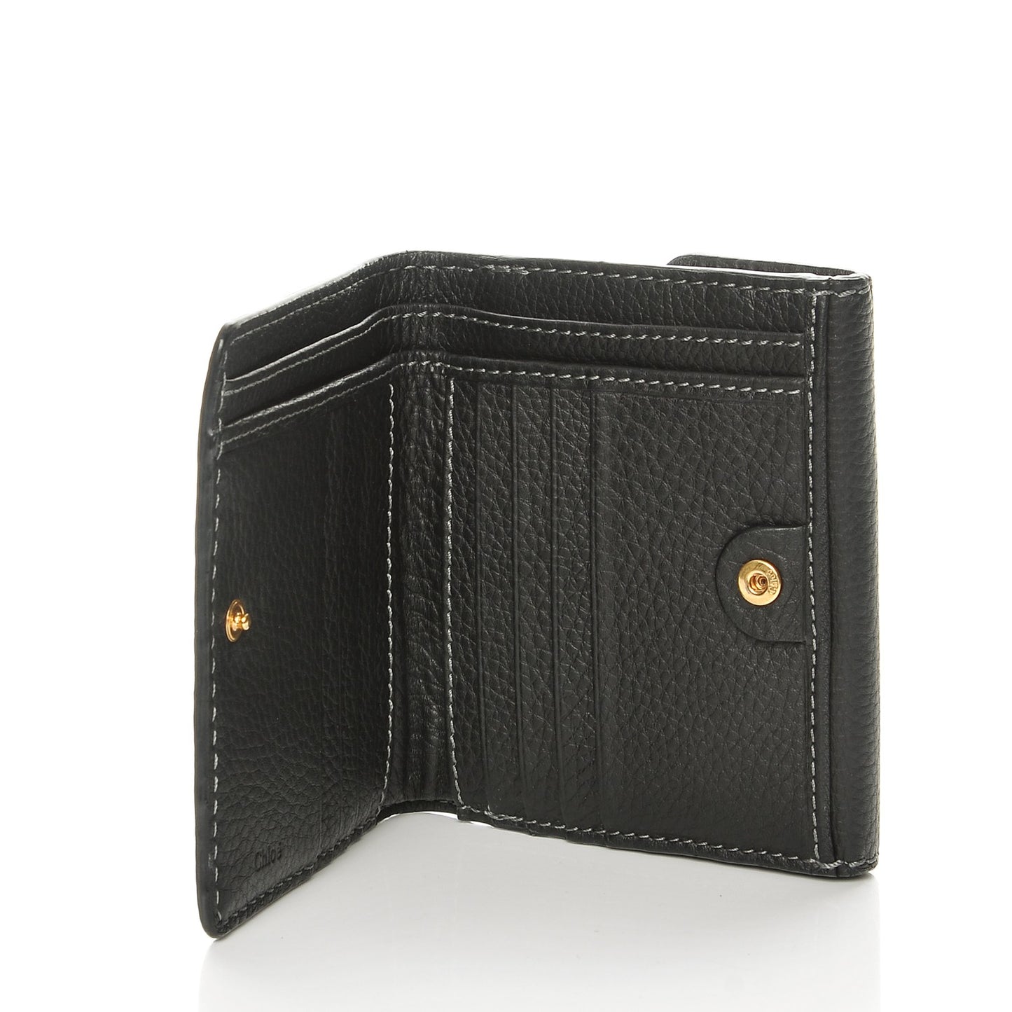 Grained Calfskin Marcie Square Wallet Black