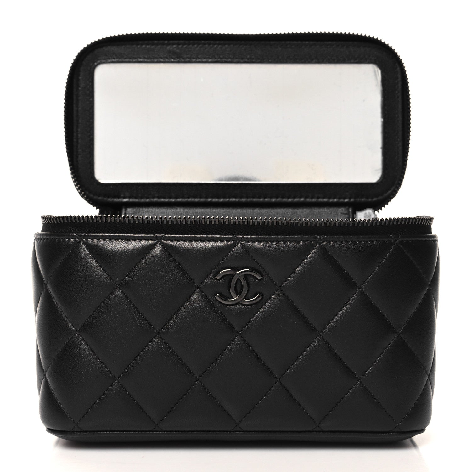 Chanel Lambskin Quilted Small Top Handle Vanity Case With Chain So Black 5 of 13