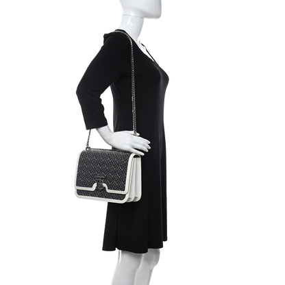 Burberry Calfskin Monogram Embossed Medium TB Chain Bag Black White 2 of 9