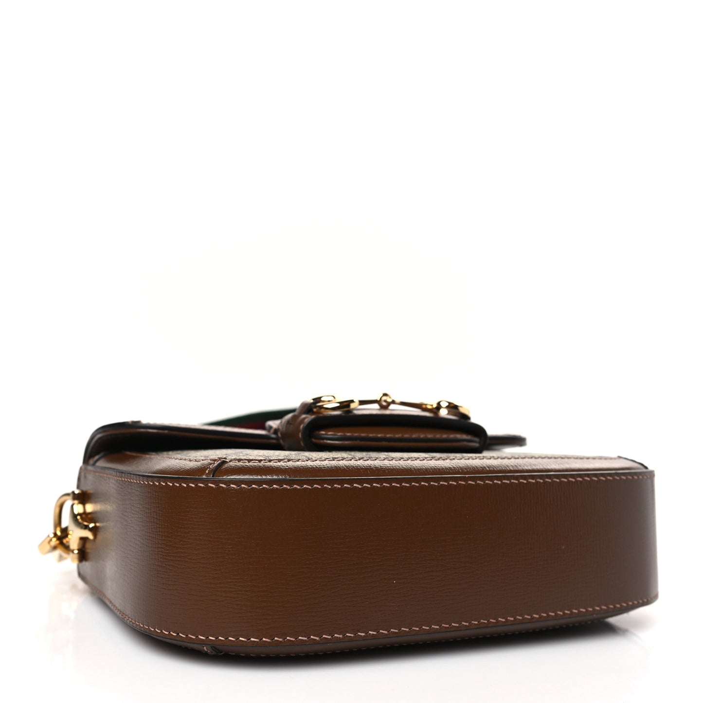 GG Supreme Monogram Azalea Calfskin Web Mini Horsebit 1955 Shoulder Bag Beige Ebony Brown Sugar