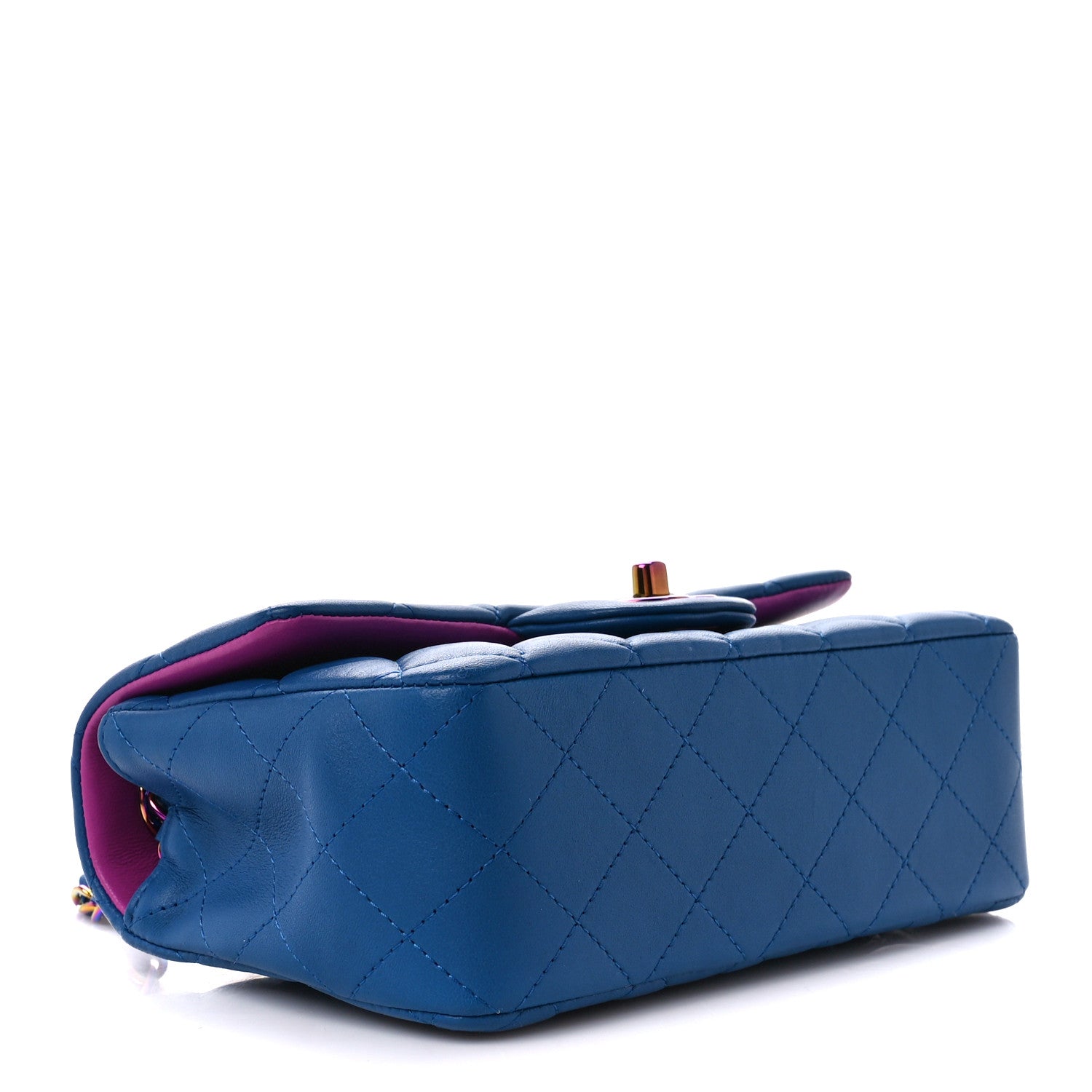 Chanel Lambskin Quilted Mini Rectangular Flap Blue Purple 4 of 13