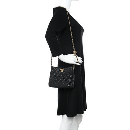 Chanel Lambskin Quilted Small Pearl Crush Hobo Black 2 of 10