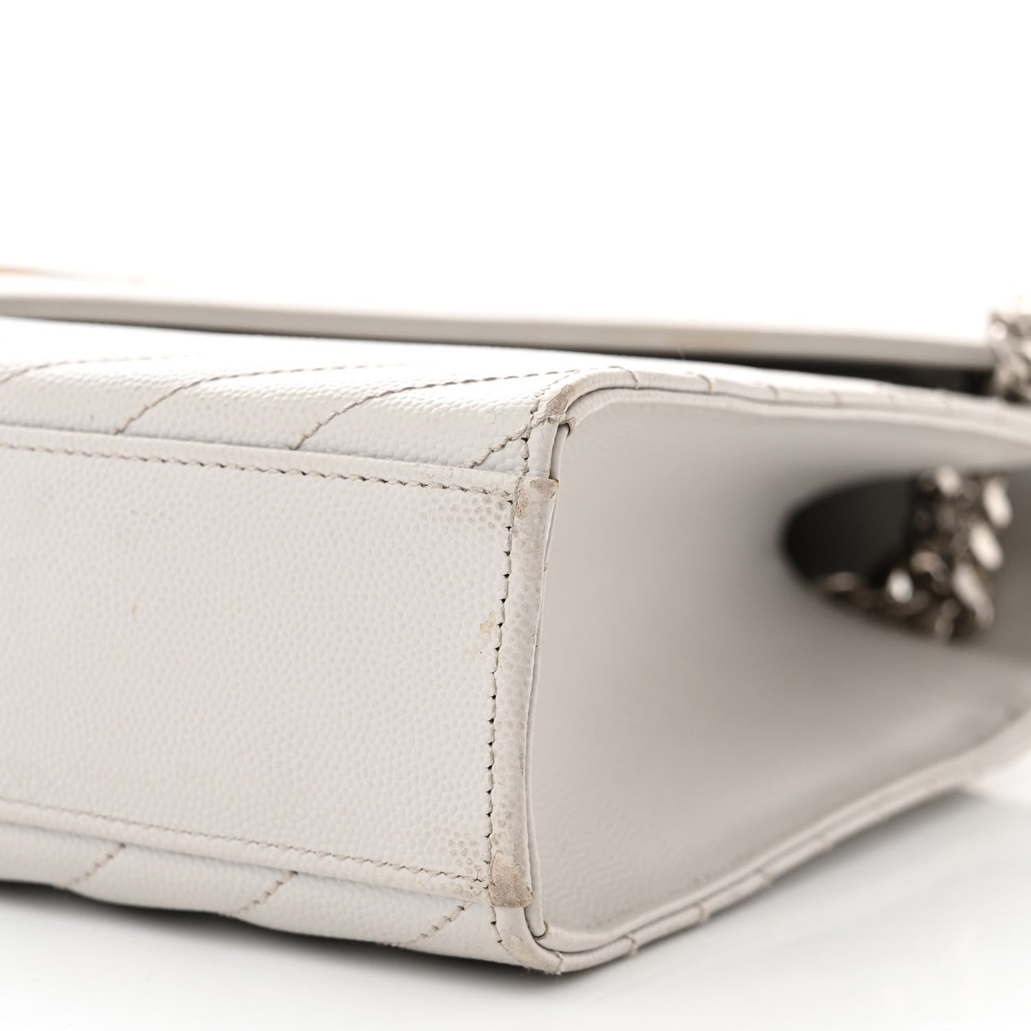 Saint Laurent Grain De Poudre Matelasse Chevron Large Monogram Satchel Gris Perle 10 of 11