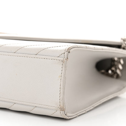 Saint Laurent Grain De Poudre Matelasse Chevron Large Monogram Satchel Gris Perle 10 of 11