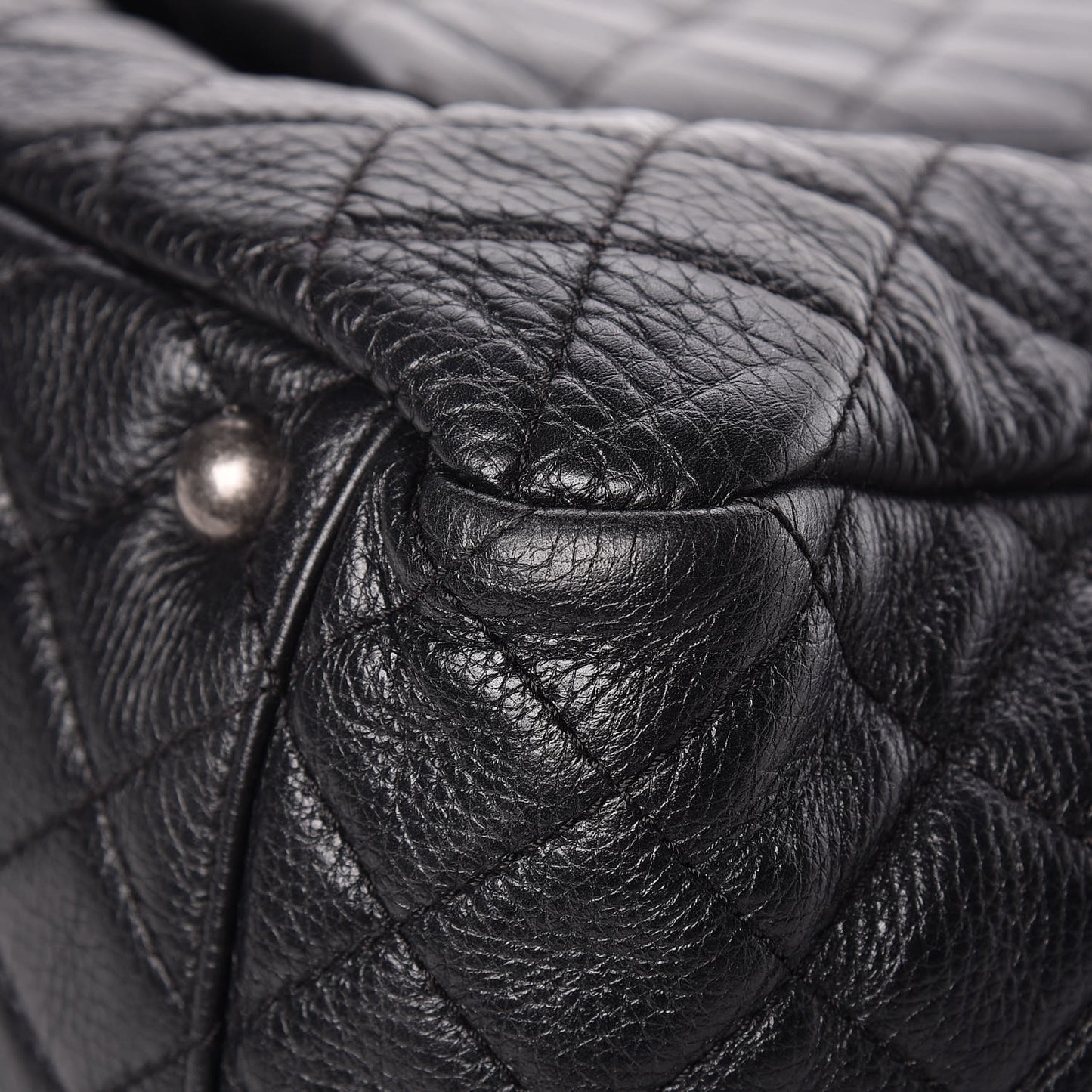 Calfskin Quilted XXL Travel Flap Bag Black