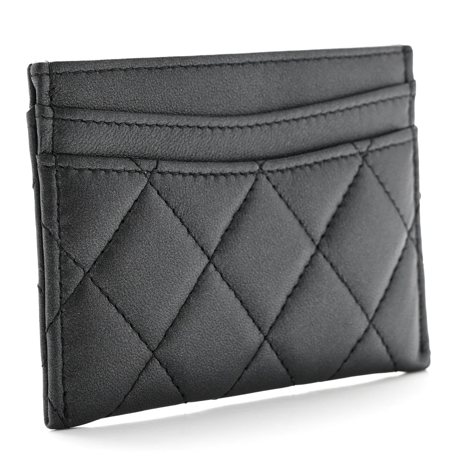 Chanel Pearly Lambskin Quilted Card Holder So Black 3 of 12
