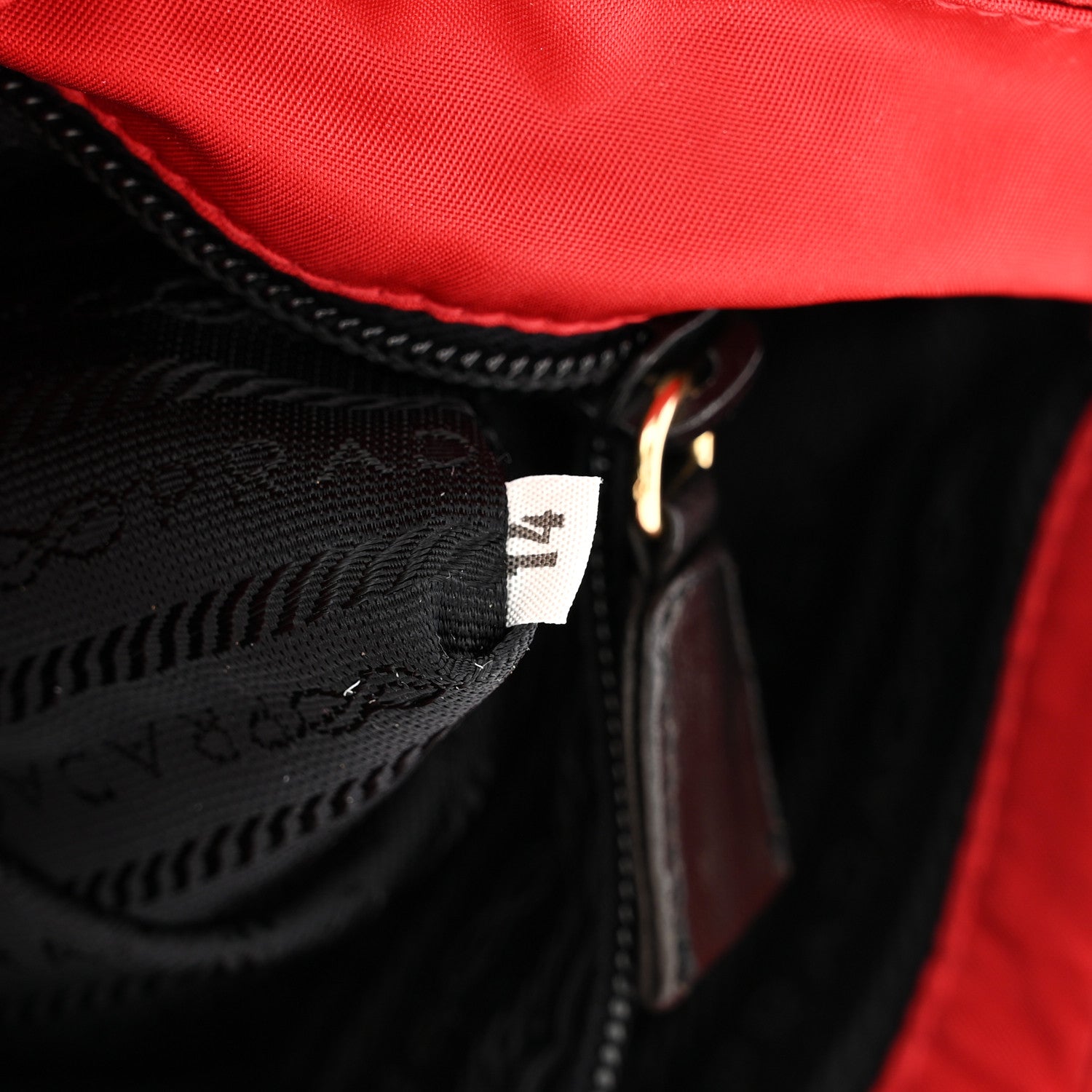 Prada Tessuto Nylon Chain Shoulder Bag Rosso 6 of 7
