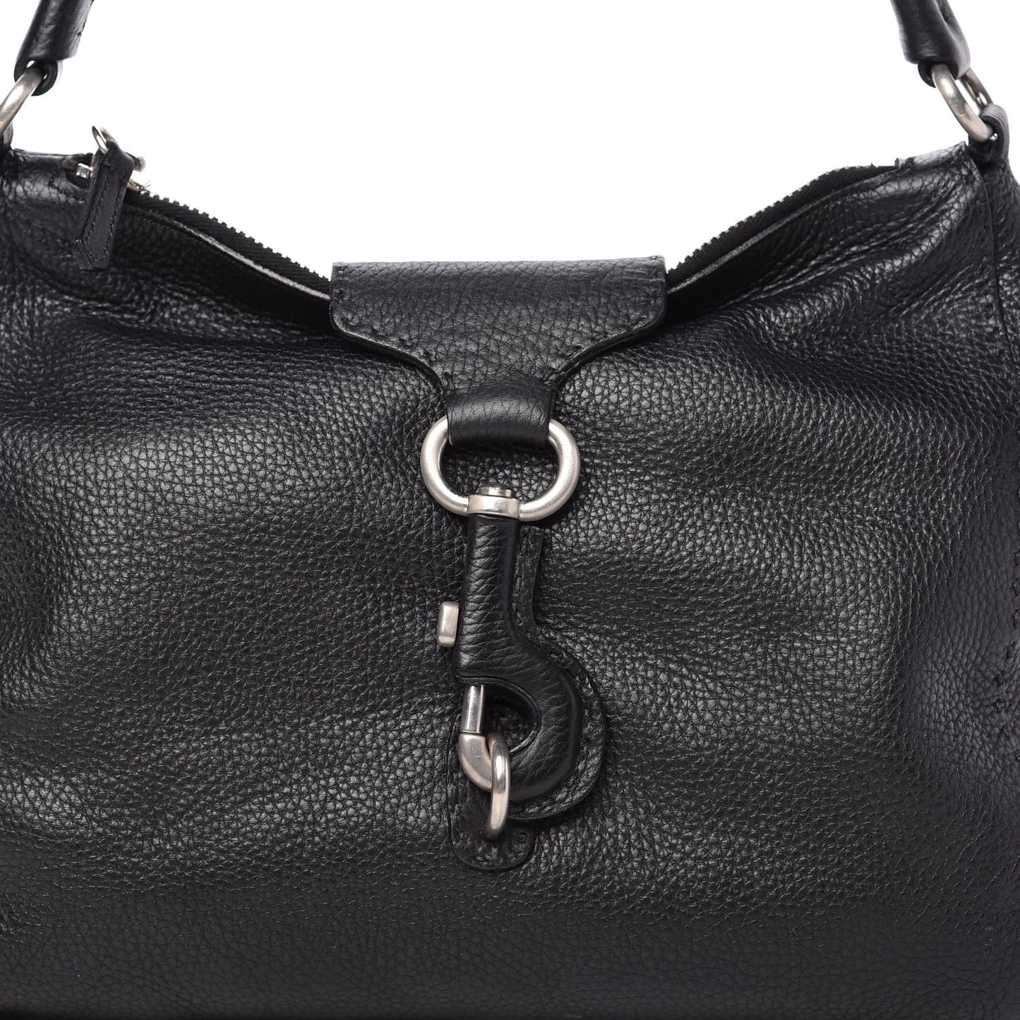 Vitello Daino Shoulder Flap Bag Black