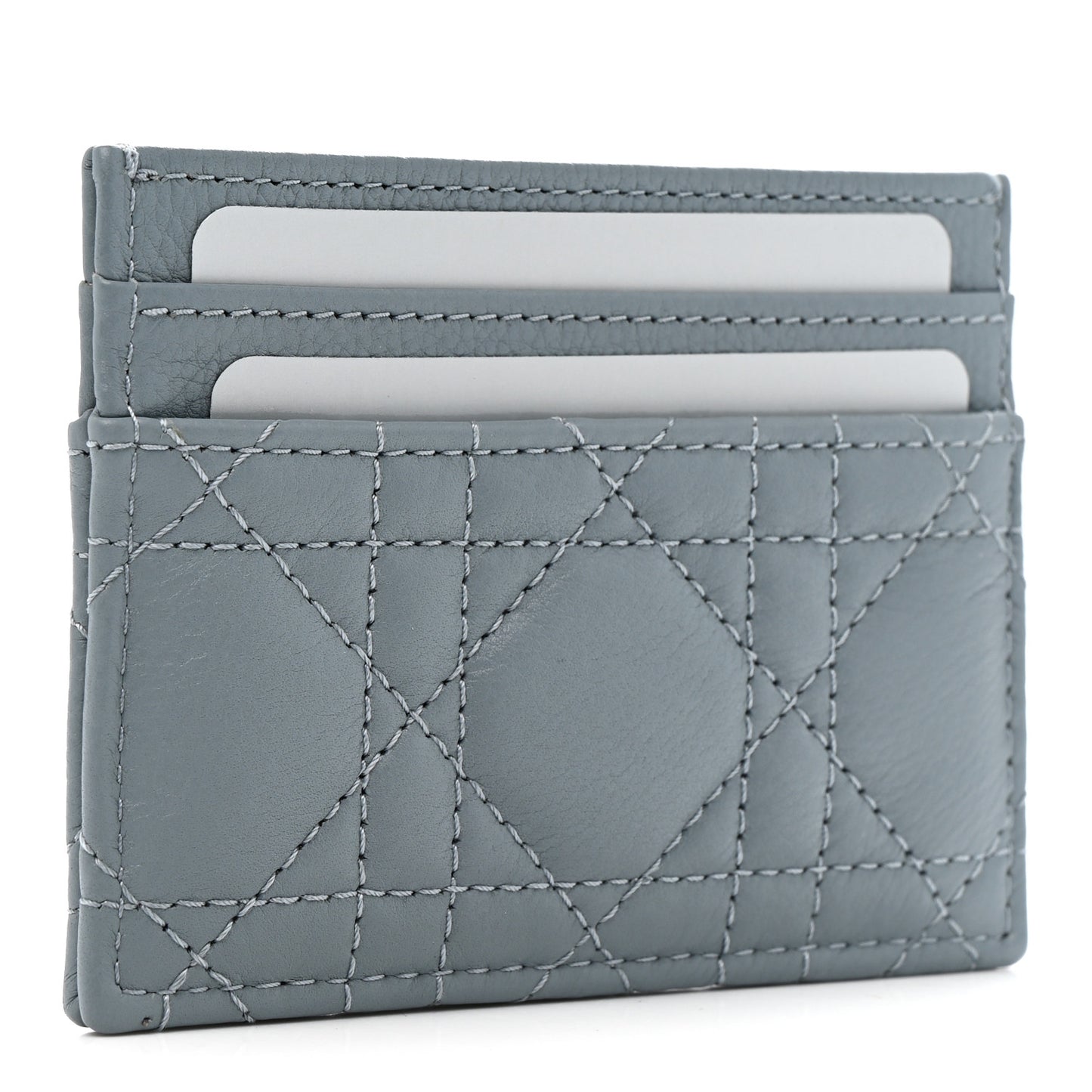 Supple Calfskin Cannage Caro Five-Slot Card Holder Cloud Blue