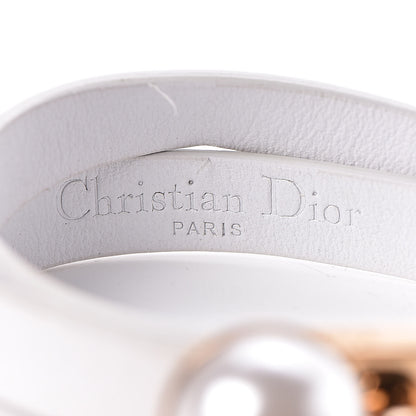 Christian Dior Calfskin Pearl Double Bracelet M White 4 of 5
