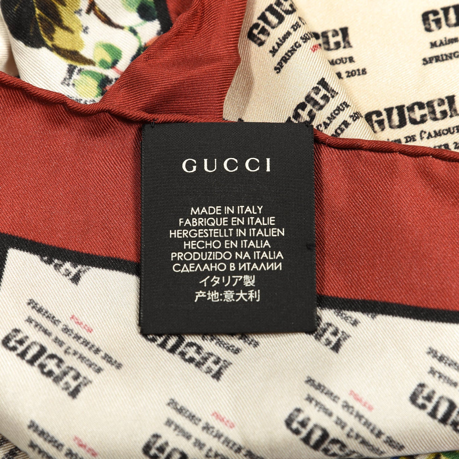 Gucci Silk Stamp Flowers Square Scarf Ivory 2 of 2