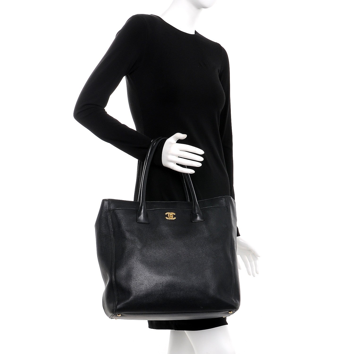 Chanel Calfskin Tall Cerf Tote Black 2 of 23